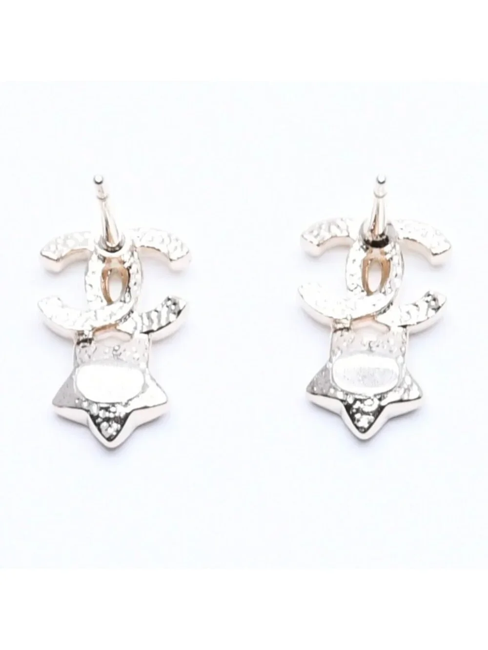 Chanel Earrings CC Logo Star Color Stone Light Gold